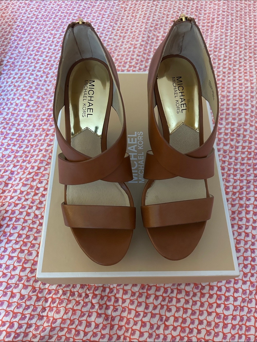 MICHAEL Michael Kors Brown Leather Cross-Strap Heels